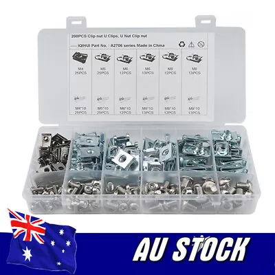 200Pcs Fairing Bodywork U Clips Fasteners M4 M5 M6 M8 Assorted Kits Universal AU • $42.29