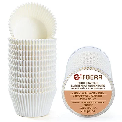 $13.38 • Buy Jumbo White Cupcake Liners Greaseproof Paper 200-Count - Odorless Muffin Baki...