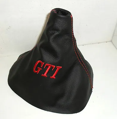 $38.51 • Buy VW Golf 5 Shift Boot Black Genuine Leather Embroidery Gti Red