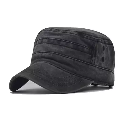 Classic Cotton Army Hat Military Cadet Patrol Style Simple Adjustable Flat Cap • $8.99