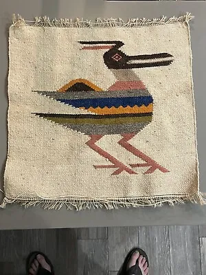 $22.50 • Buy Vintage Zapotec Bird Handmade Mexican Wool Weaving Native Art 14” X 14”