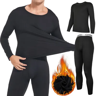 2x Full Set Mens Thermal Baselayer Underwear Long Sleeve Tops Bottom Thermals UK • £11.99