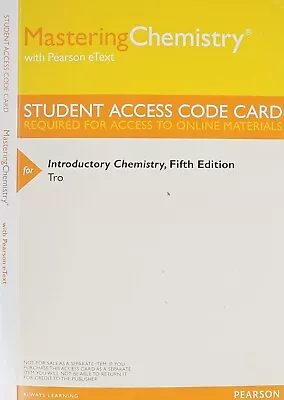 MasteringChemistry Pearson EText Access Code Card Introductory Chemistry Tro 5th • $39.99