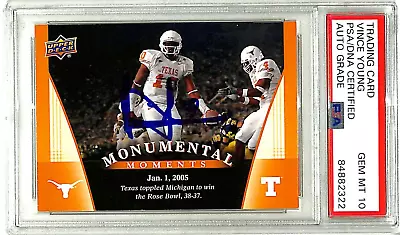 2011 Upper Deck Longhorns VINCE YOUNG Signed Card 93 Auto Graded PSA/DNA 10 Slab • $123.71