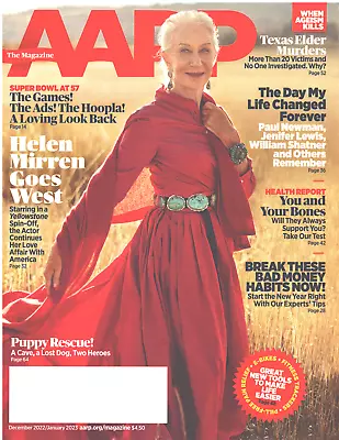 AARP Magazine December 2022 January 2023 Helen Mirren Texas Elder Murders Ageism • $9.99