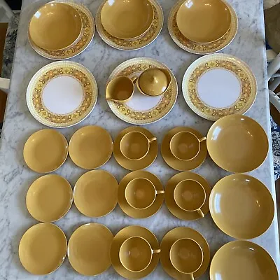 Lot 32 Pieces Melamine Melmac Oneida Deluxe Harvest Gold Dishes Retro Flower MCM • $49