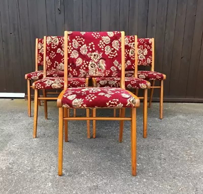 6x Vintage Boomerang Chair Wooden Retro Designer Chairs Dining Chair 60s Danish • £336.66