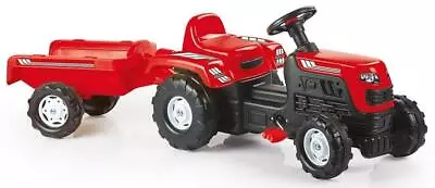 Dolu Red Tractor And Trailer Children's Fun Outdoor Garden Ride On Vehicle • £67.99