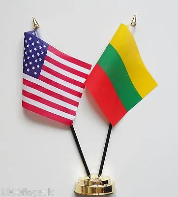 United States Of America & Lithuania Double Friendship Table Flag Set • £9