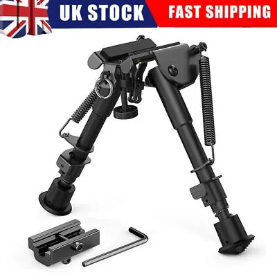 Rifle Bipod 6-9Inch Adjustable Picatinny Bipod With Adapter For Hunting Shooting • £13.64