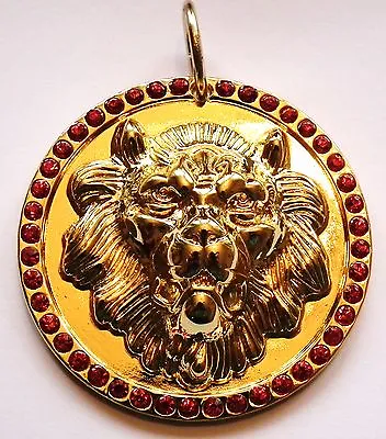 Elvis Style Red Crystal Lion Pendant • $16.12