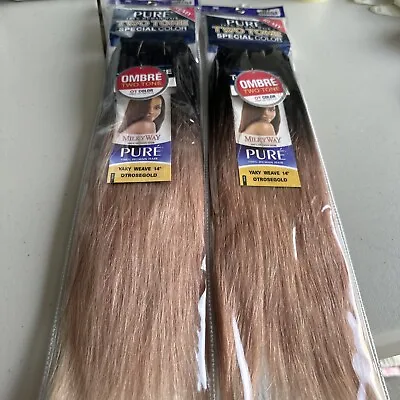 Milky Way PURE Human Hair Weave Extension Yaky_14” #OTROSEGOLD (2 Pack Special) • $58