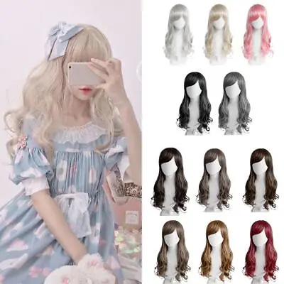 Wig Set Female Full Head Realistic Long Curly Hair Lolita Long Hair Big Wave √ш • £11.96