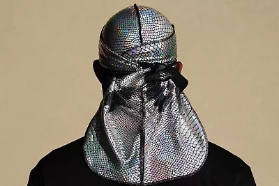 Grey Durag Snake Men Women Unisex Silver Hat Cap Designer Doo Rag Wave Biker • $9.99