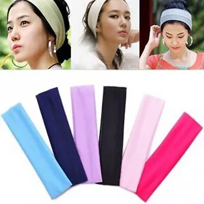 $0.99 • Buy Unisex Soft Stretch Headbands Yoga Softball Sports Hair Band Wrap Sweatband Head