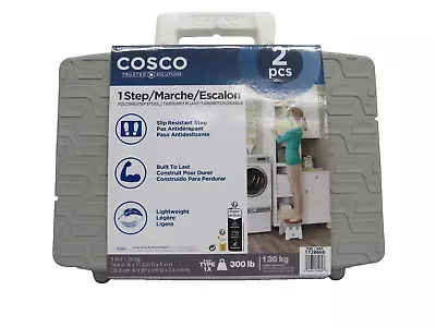 Cosco One-Step Folding Step Stool 8 1/2  Height White And Gray • $38.99