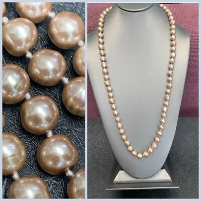 Vintage Taupe Quality Glass Baroque Pearl  Necklace 30” • $29.98