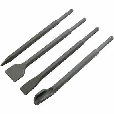 4 PIECE SDS CHISEL SET FOR HAMMER DRILL FLAT POINTED GROOVE GOUGE 250mm  • £9.45