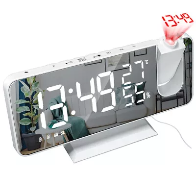 USB Digital Large Mirror Clock With Projection FM Radio Mirror LED Display • $26.05