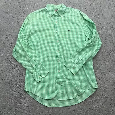 Vineyard Vines Murrary Shirt Mens Med Green Plaid Cotton Long Sleeve Button Down • $17.99