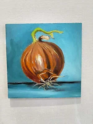 Brown Onion Original Oil Painting-Unframed Veg Painting Kitchen Decor • £30