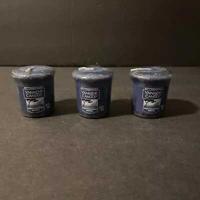 Yankee Candle Votives: MEDITERRANEAN BREEZE Wax Melts Lot Of 3 Blue Wax New • $12