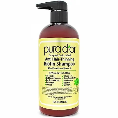 PURA D'OR Dor Original Gold Label Anti-Hair Thinning Biotin Shampoo 16oz • $29.99