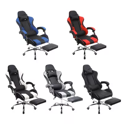 £79.99 • Buy Gaming Chair Swivel Recliner Racing Office Chair With Footrest Lumbar Pillow NEW