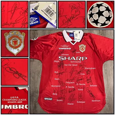 1998- 1999 Manchester United Treble Winners Squad Signed Shirt W/ COA • $3730.05