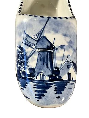 Hand Painted Delft Holland Blue & White Windmill Porcelain Shoe Ashtray 5” • $4.99