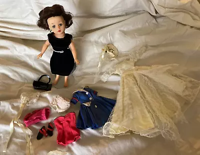 Little Miss Revlon 1950's  IDEAL Doll Brown Hair 10.5” Tagged Clothing 12 Pc Lot • $49