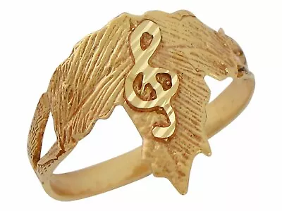 10k Or 14k Yellow Gold Ladies Trendy G Clef Treble Clef Musical Note Ring • £223.22