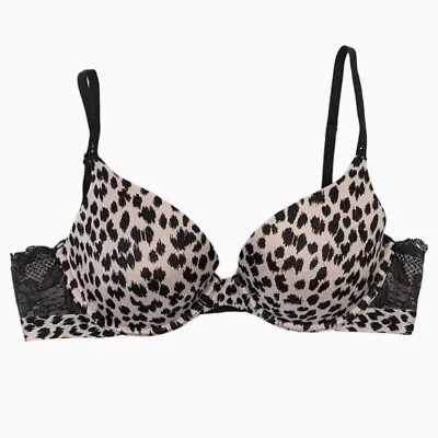 Victoria's Secret BioFit Demi Uplift Bra Women's 34C Leopard Animal Print Lace * • $18.95