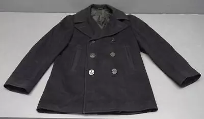 Naval Clothing Factory Men 38 Navy Blue Heavy Wool Vtg Double-breasted Pea Coat • $249.99