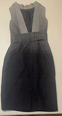 MARTIN GRANT Gradient Gray Navy Wool Blend Woven Sleeveless Sheath Dress Small • $13