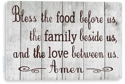 Bless Family Food Love Kitchen Cottage Beach Farm Rustic Metal Tin Sign B806 • $10.25