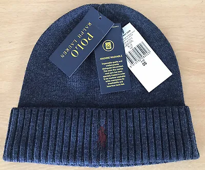 Polo Ralph Lauren - Blue Heather - Merino Wool Beanie Hat  - New With Tags • £35