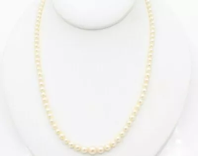 Vintage Mikimoto Akoya Pearl (5.5-6.0mm) Necklace 17  Silver Clasp Lustrous  • $489