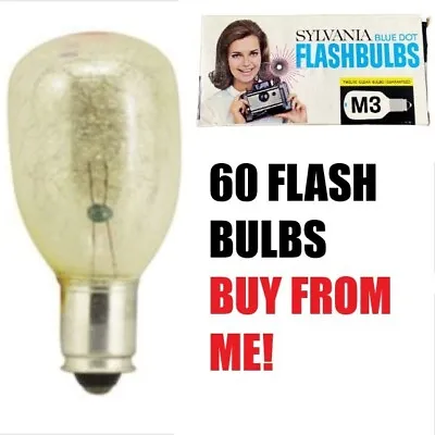 60-PK M3 Flash Bulbs VINTAGE GE Sylvania FLASHBULBS! NEW LOT SYLVANIA 91258 • $29.95