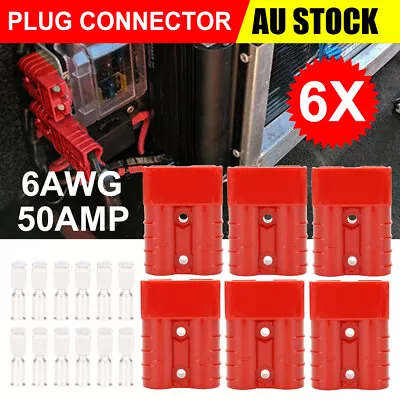 6x Connectors Anderson Plug Style Solar Power 50AMP Solar Caravan 6AWG Kit Red • $11.85