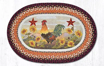 $46.99 • Buy Braided Rug 20 X 30 Inch Morning Rooster Country Primitive Decor Earth Rugs