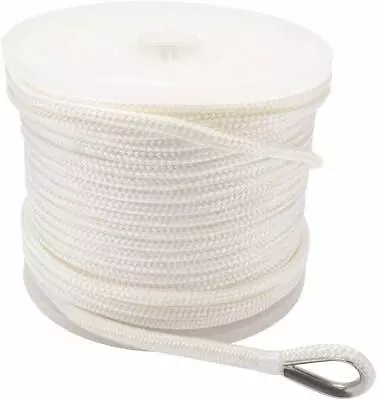 NB 1/2  X 100'' Double Braid Nylon Anchor Line Mooring Rope With Thimble White. • $48.49