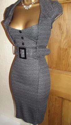 £25 • Buy JANE NORMAN ❤️ Grey Checked Pencil Dress Party/Work Office Size 8 10 Secretary