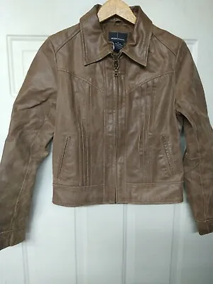 Women's Moda International Suede Leather Jacket Coat Brown Lined Size M • $19.99