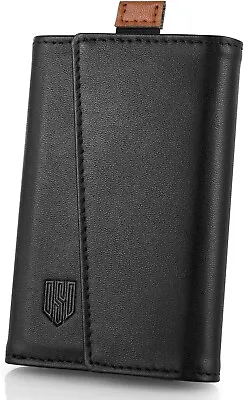 Mens RFID Blocking Real Soft Leather Wallet ID Window Zip And Coin Pocket Black • £9.95