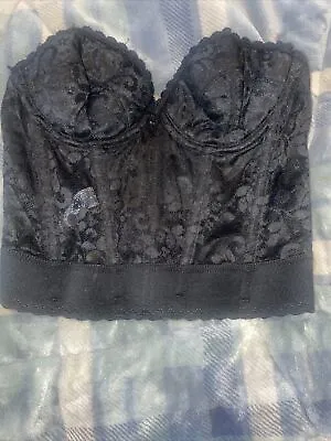 VINTAGE 80s BLACK  LACE BUSTIER By JCPENNEY Underwire & Boning 34B NICE • $24