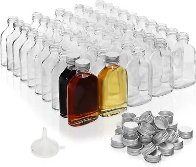 £57.99 • Buy Belle Vous Mini 100ml/3.5oz Glass Flask Liquor Bottles With Caps & Funnel 50 Pcs