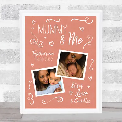 Mummy And Me Baby Photo Doodles Mother's Day Coral Birthday Gift Nursery Print • £21.95