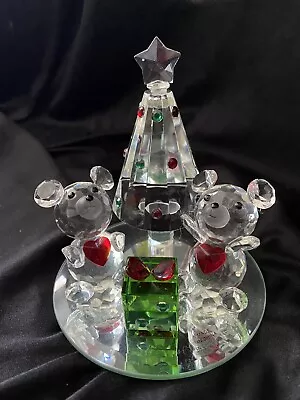 Faceted Crystal Christmas Tree Teddy Bear Xmas Table Decoration Glass Figurine • $49.99