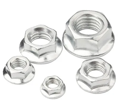 M3 M4 M5 M6 M8 M10 M12 Metric Galvanized Hex Serrated Flange Nuts Hex Lock Nuts • $1.79